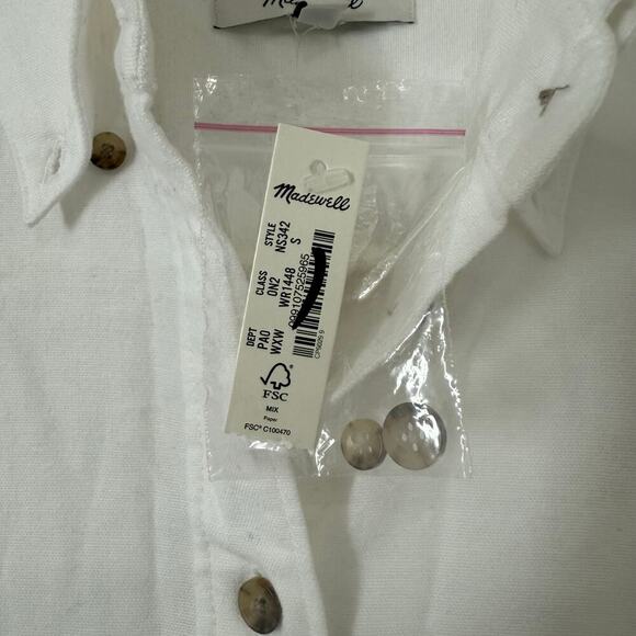 NWT Madewell Oversized Button Up Shirt in Oxford White NS342 Size Small - Picture 5 of 6
